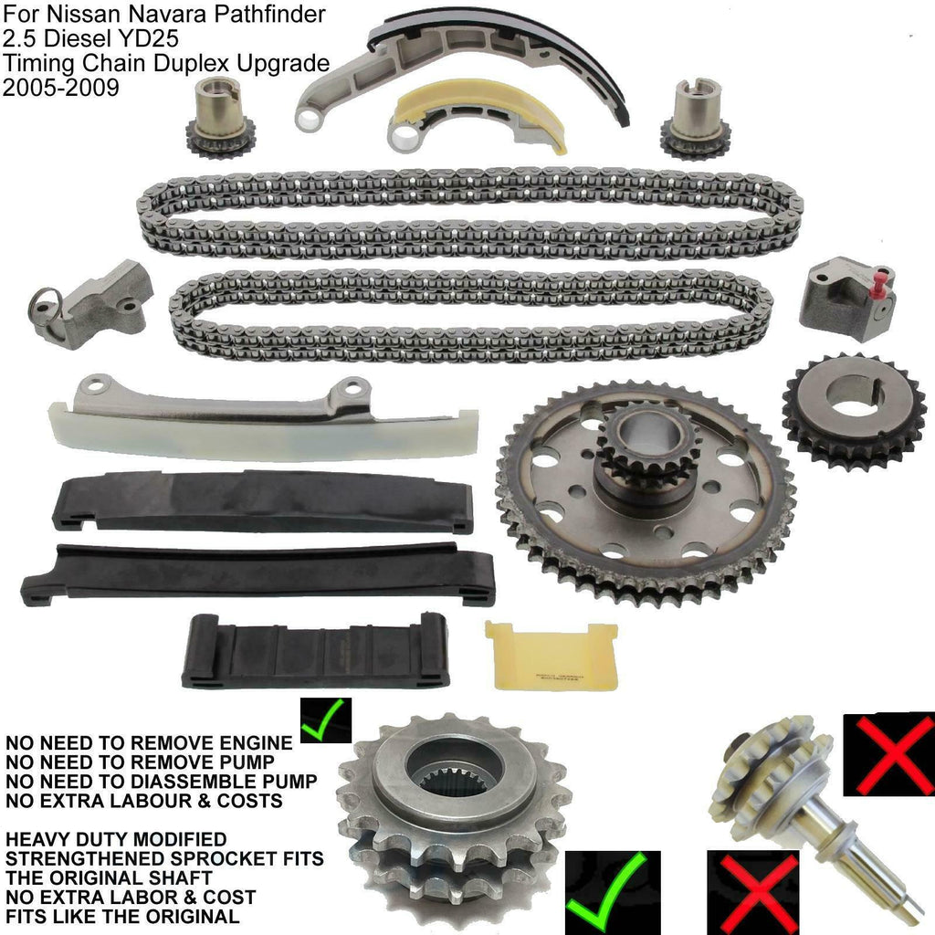 For Nissan Navara D40 2.5 TD YD25 Diesel duplex Timing chain conversion kit ->09