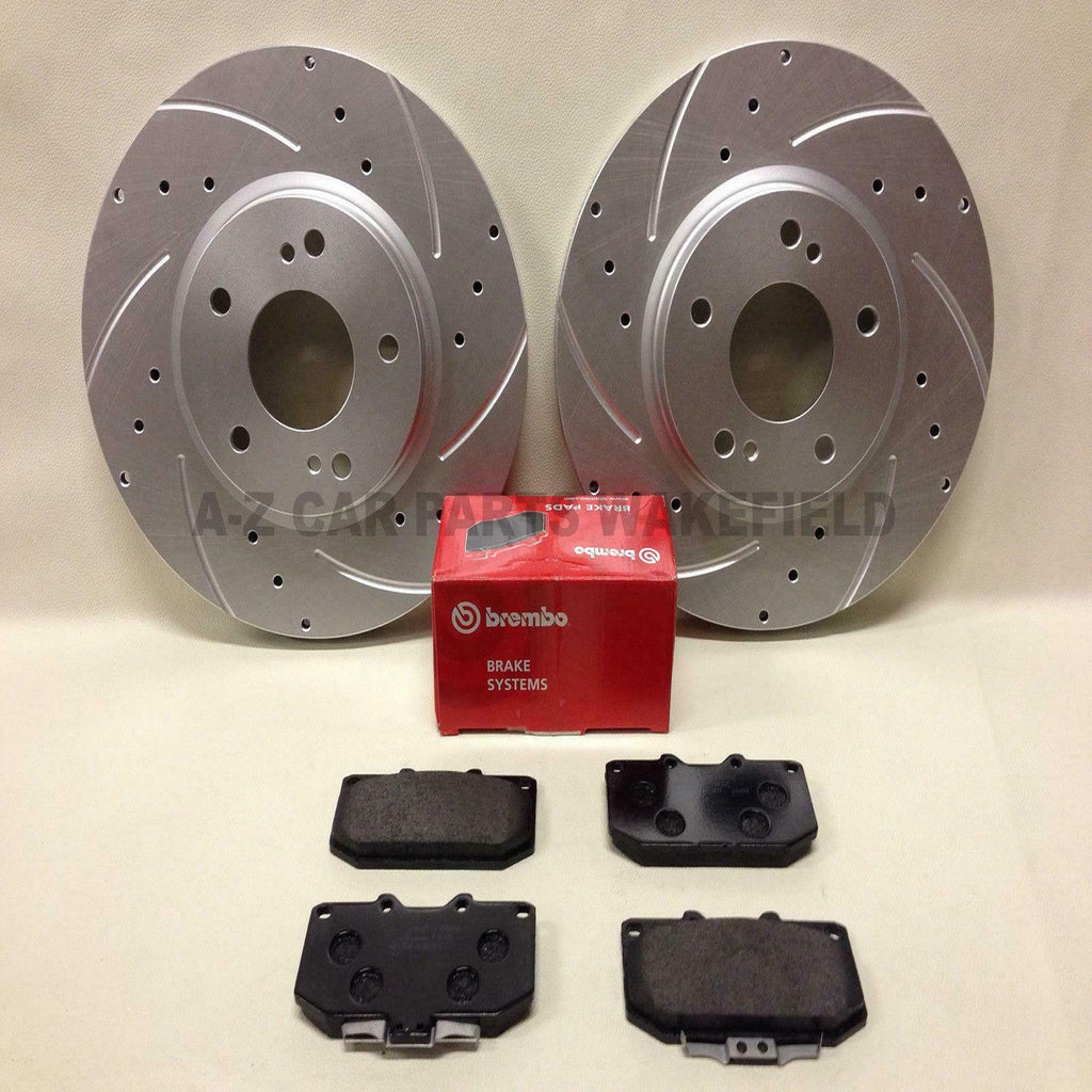 For Nissan Skyline R33 2.5 T GTS-T Kinetix Front Grooved Brake Discs Brembo Pads