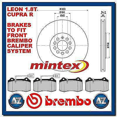 For SEAT LEON CUPRA R 1.8 TURBO 225 210 FRONT MINTEX BRAKE DISCS AND BREMBO PADS