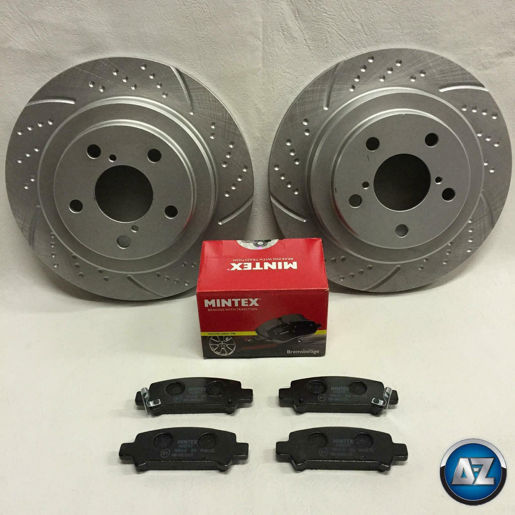 For Subaru Impreza -2000 GC8 WRX STI P1 Rear Grooved Brake Discs Pads 266 Vented