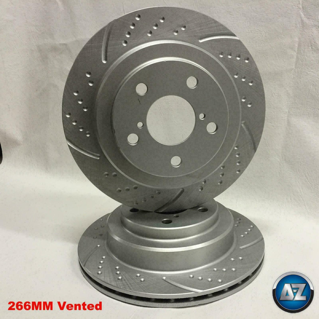 FOR SUBARU IMPREZA P1 REAR DIMPLED & GROOVED BRAKE DISCS PAIR 266mm 100PCD