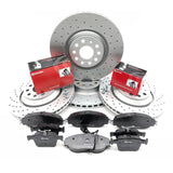 FOR VW GOLF R MK7 FRONT REAR CROSS DRILLED BRAKE DISCS BREMBO PADS 340MM 310MM