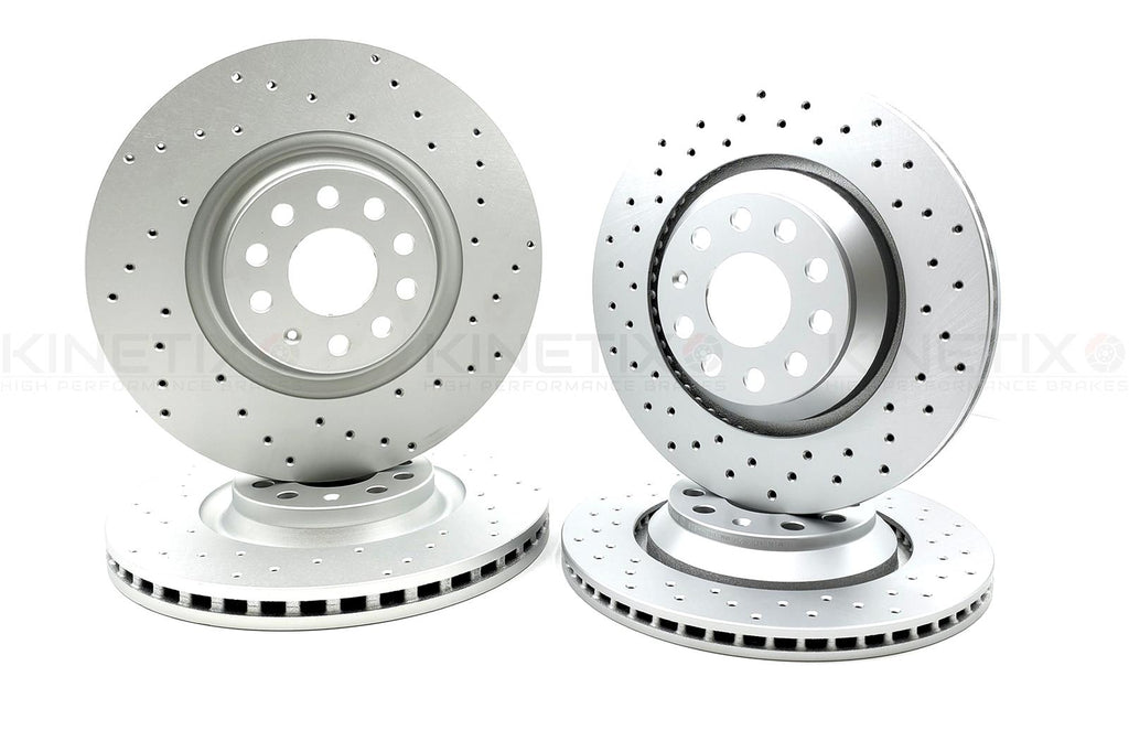 FOR SEAT LEON CUPRA FRONT REAR CROSS DRILLED PERFORMANCE BRAKE DISCS 340mm 310mm