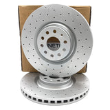 FRONT REAR KINETIX CROSS DRILLED PERFORMANCE BRAKE DISCS MINTEX PADS 340mm 310mm