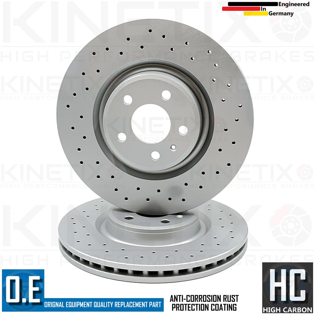 FOR AUDI S4 (B8) FRONT CROSS DRILLED KINETIX PERFORMANCE BRAKE DISCS PAIR 345mm