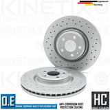 FOR AUDI A4 S4 A5 S5 FRONT DRILLED KINETIX PERFORMANCE BRAKE DISCS PAIR 345mm