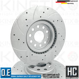 FOR VW GOLF GTi MK5 DRILLED GROOVED FRONT BRAKE DISCS BREMBO PADS SET 312mm