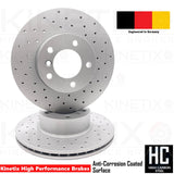 FOR BMW 320d 320i 325i KINETIX FRONT CROSS DRILLED BRAKE DISCS PAIR 312mm COATED