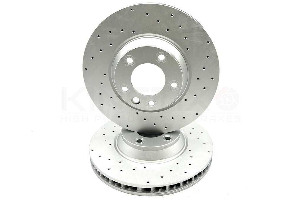 FOR PORSCHE CAYENNE TURBO 4.5/4.8 KINETIX DRILLED FRONT BRAKE DISCS PAIR 350mm