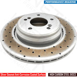 FOR BMW E46 M3 3.2 COUPE CONVERTIBLE REAR DRILLED BRAKE DISCS TRW PADS SET 328mm