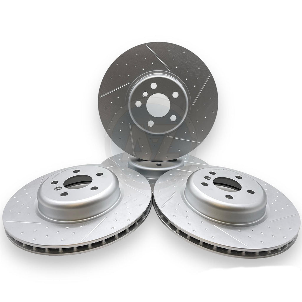 FOR BMW 745e M SPORT G11 G12 FRONT REAR DIMPLED GROOVED BRAKE DISCS 348mm 345mm