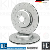 FOR BMW 740e Le G11 G12 M SPORT CROSS DIMPLED REAR BRAKE DISCS PAIR 370mm