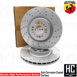 FOR ABARTH 500 COMPETIZIONE FRONT CROSS DRILLED BRAKE DISCS PAIR 305mm 52041114