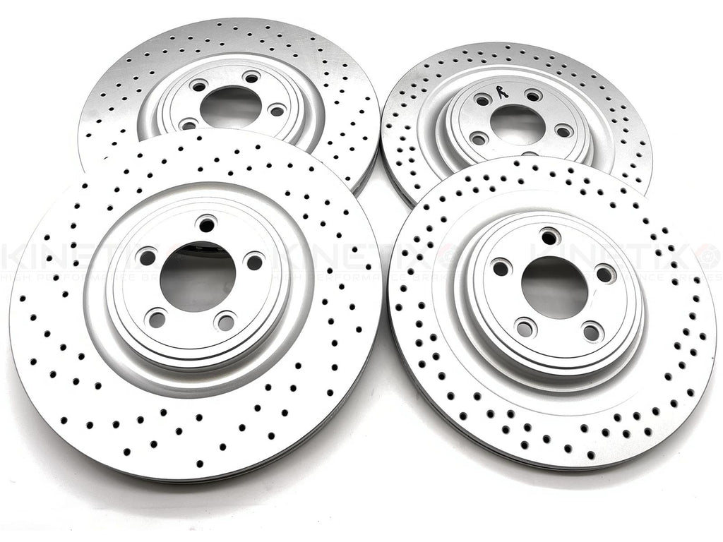 FOR JAGUAR XJ 3.0 V6 HIGH CARBON FRONT REAR DRILLED BRAKE DISCS 355mm 326mm