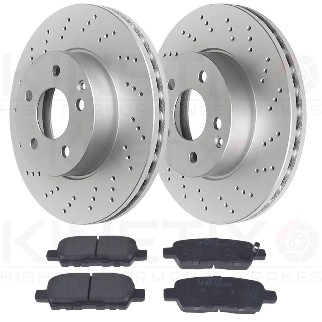 FOR NISSAN JUKE NISMO RS 1.6 DIG-T REAR DRILLED BRAKE DISCS MINTEX PADS 292mm