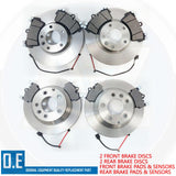 FOR PORSCHE CAYENNE 3.0 DIESEL FRONT REAR HIGH CARBON BRAKE DISCS PADS & SENSORS