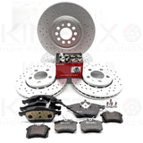 FOR AUDI A3 S3 TT 1.8T FRONT REAR DRILLED BRAKE DISCS BREMBO PADS 312mm 256mm