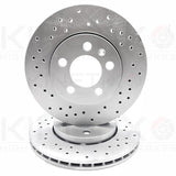 FOR VW GOLF 2.3 V5 MK4 FRONT REAR DRILLED BRAKE DISCS MINTEX PADS 312mm 256mm