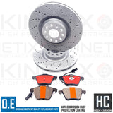 FOR VW GOLF R32 MK5 DRILLED FRONT BRAKE DISCS & PERFORMANCE BRAKE PADS 345mm