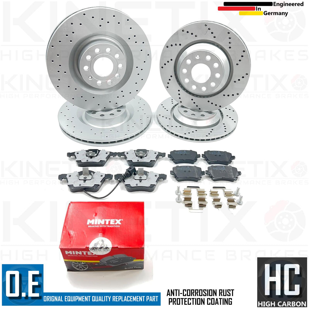 FOR VW PASSAT R36 B6 DRILLED FRONT REAR BRAKE DISCS MINTEX PADS 345mm 310mm F/R