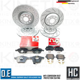 CROSS DRILLED FRONT REAR BRAKE DISCS BREMBO PADS FOR VW GOLF R R32 AUDI A3 S3