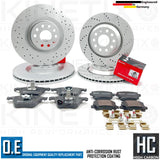 CROSS DRILLED FRONT REAR BRAKE DISCS BREMBO PADS FOR VW GOLF R R32 AUDI A3 S3