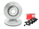 FOR VW GOLF R MK6 FRONT DRILLED KINETIX PERFORMANCE BRAKE DISCS BREMBO PADS 345m