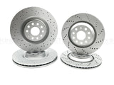 FOR AUDI SEAT SKODA VW KINETIX FRONT REAR CROSS DRILLED BRAKE DISCS 345mm 310mm