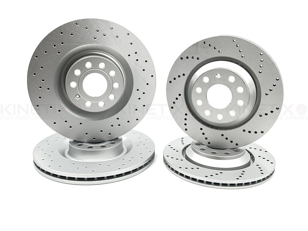 FOR VW PASSAT R36 FRONT REAR CROSS DRILLED PERFORMANCE BRAKE DISCS 345mm 310mm