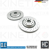 FOR AUDI RS3 8V CROSS DRILLED REAR BRAKE DISCS OEM BREMBO PADS 310mm