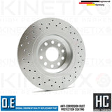 DRILLED REAR BRAKE DISCS BREMBO PADS AUDI S3 VW GOLF R GTI SEAT LEON 310mm