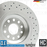 DRILLED REAR BRAKE DISCS AND BREMBO PADS FOR S3 GOLF R GTI LEON CUPRA OCTAVIA RS