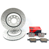 FOR VW GOLF R MK7 CROSS DRILLED REAR BRAKE DISCS BREMBO XTRA PADS 310mm COATED