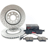 FITS AUDI RS3 8V CROSS DRILLED REAR BRAKE DISCS OEM BREMBO PADS 310mm