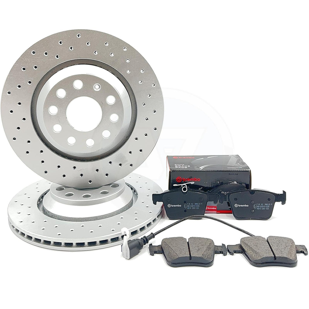 FOR AUDI RS3 RSQ3 RS Q3 TTRS REAR CROSS DRILLED BRAKE DISCS BREMBO PADS 310mm