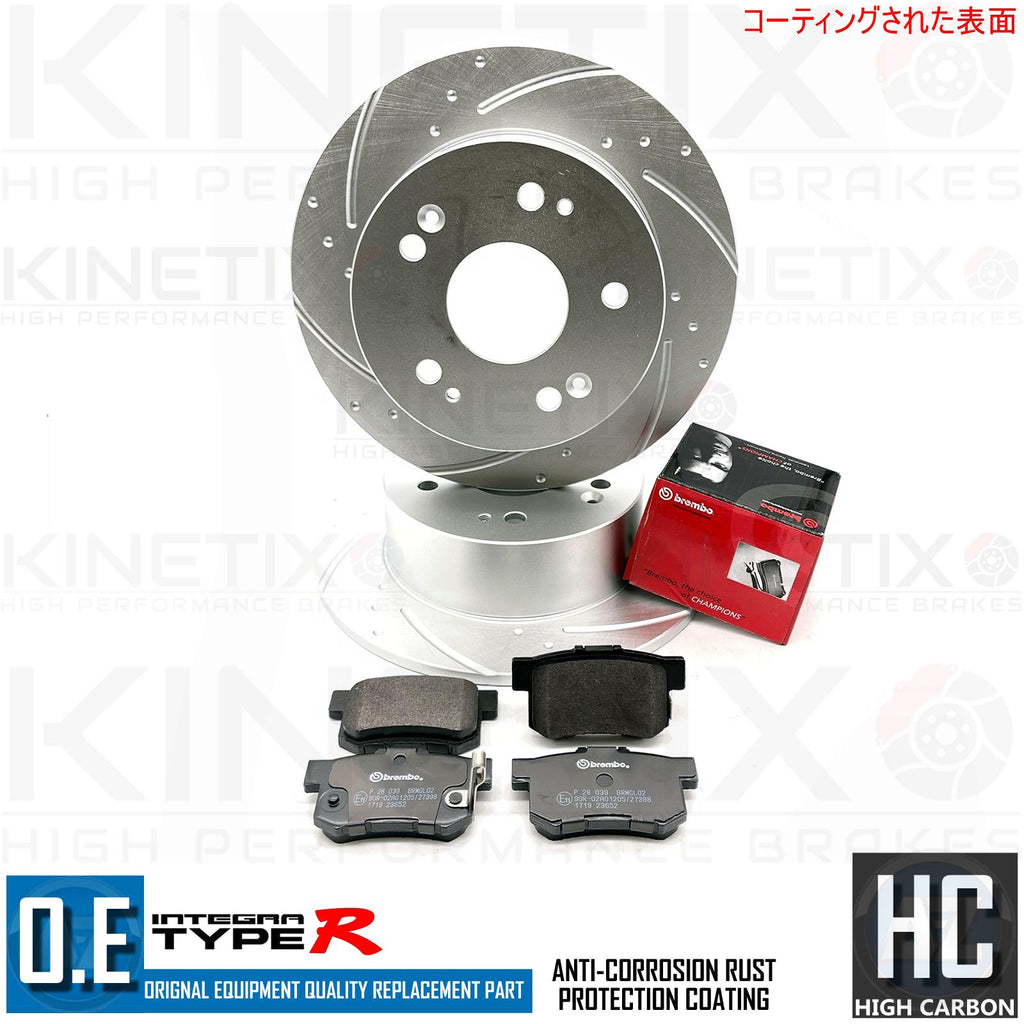 FOR HONDA INTEGRA DC5 TYPE R REAR DIMPLED GROOVED BRAKE DISCS BREMBO PADS 300m