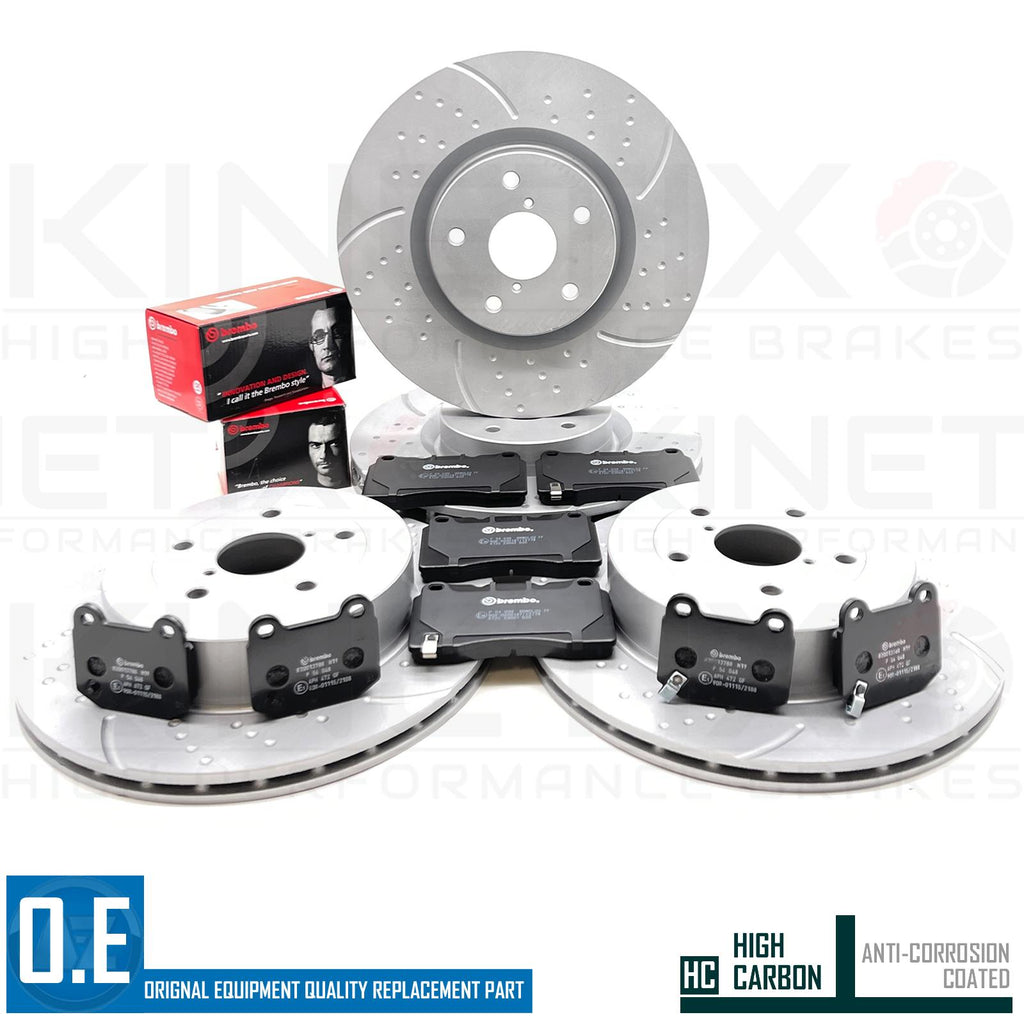 FOR SUBARU IMPREZA 2.5 GG DIMPLED GROOVED FRONT REAR BRAKE DISCS BREMBO PADS