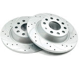 FOR SEAT LEON 2.0 TDI 06-12 DRILLED GROOVED REAR BRAKE DISCS BREMBO PADS 282mm