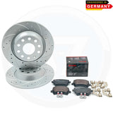 FOR SEAT LEON 2.0 TDI 06-12 DRILLED GROOVED REAR BRAKE DISCS BREMBO PADS 282mm