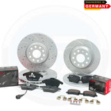 FOR VW GOLF MK6 GTI FRONT REAR DRILLED GROOVED BRAKE DISCS BREMBO PADS 312/282