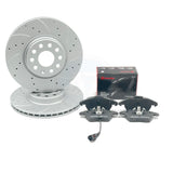 FOR VW GOLF GTi MK5 DRILLED GROOVED FRONT BRAKE DISCS BREMBO PADS SET 312mm