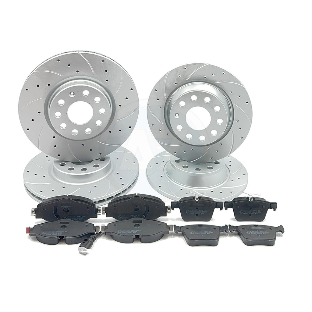 FOR VW GOLF GTD MK8 DRILLED GROOVED FRONT REAR BRAKE DISCS PADS 312mm 272mm