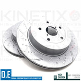 FOR SUBARU IMPREZA 2.5 WRX STi -13 DIMPLED GROOVED REAR BRAKE DISCS BREMBO PADS