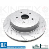 FOR SUBARU IMPREZA 2.5 WRX STi -13 DIMPLED GROOVED REAR BRAKE DISCS BREMBO PADS