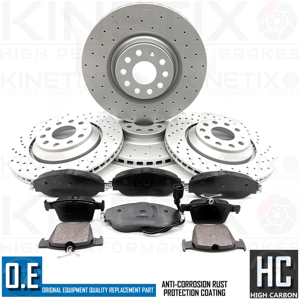 FOR VW GOLF GTI MK7 DRILLED FRONT REAR BRAKE DISCS PADS 340mm 310mm