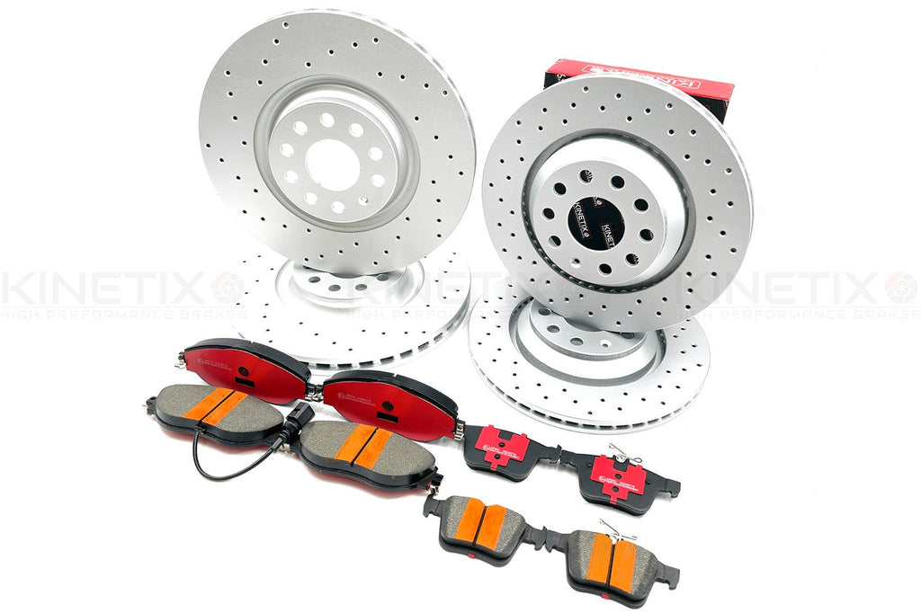 FOR VW GOLF GTI MK7 DRILLED FRONT REAR BRAKE DISCS PADS 340mm 310mm