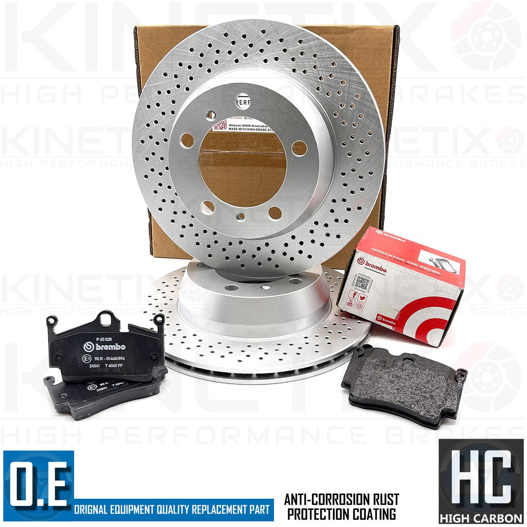 FITS PORSCHE 718 BOXSTER S 2.5 KINETIX DRILLED REAR BRAKE DISCS BREMBO PADS 299mm