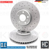 FOR BMW 7 SERIES 740i F01 F02 M SPORT CROSS DRILLED FRONT BRAKE DISCS PAIR 348mm