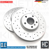 FOR BMW 7 SERIES 740Li F01 F02 M SPORT DRILLED FRONT BRAKE DISCS PAIR 348mm