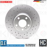 FOR BMW 640d FRONT REAR DRILLED BRAKE DISCS BREMBO PADS SENSOR WIRES 348mm 345mm